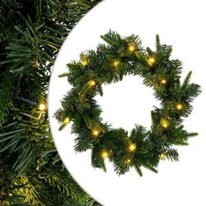 vidaXL Коледен венец Зелено &Oslash; 30 cm PVC и PE 25 LED светодиода
