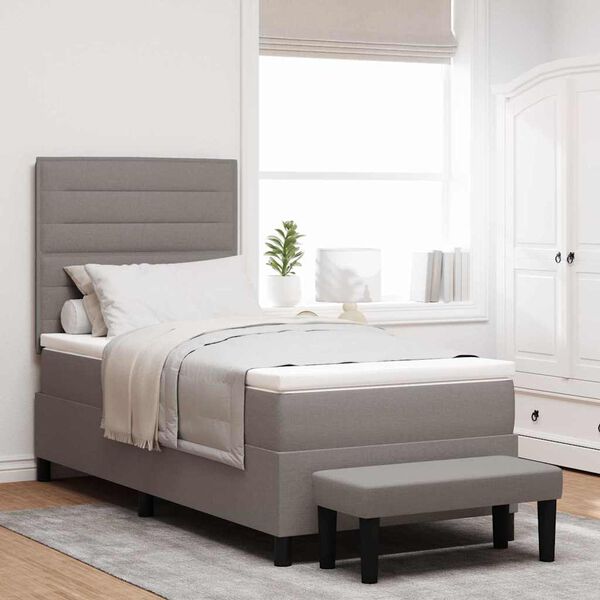 vidaXL Легло с пружинирана основа с матрак Таупе 100 x 200 cm текстил