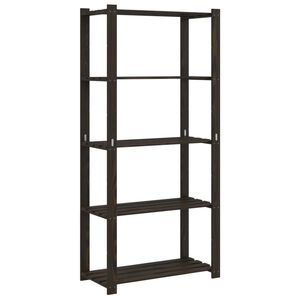 vidaXL 5-етажен стелаж за съхранение, черен, 80x38x170см, бор масив