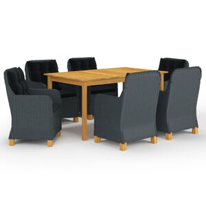vidaXL Градински трапезен комплект, 7 части, тъмносив