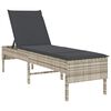 vidaXL Шезлонг с възглавница, светлосив, 55x200x44 см, полиратан