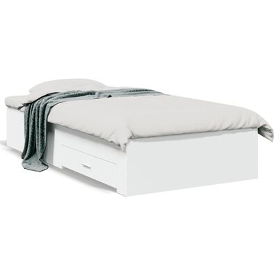 vidaXL Рамка за легло с чекмеджета, бяла, 180x200 см, инженерно дърво