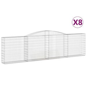 vidaXL Габионни кошници арка 8 бр 400x30x100/120 см поцинковано желязо