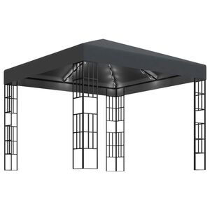 vidaXL Шатра с LED светещи стрингове, 3х3 м, антрацит