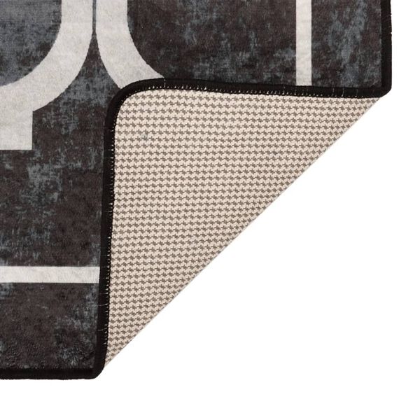 vidaXL Перящ се килим, черно и бяло, 190x300 см, противоплъзгащ