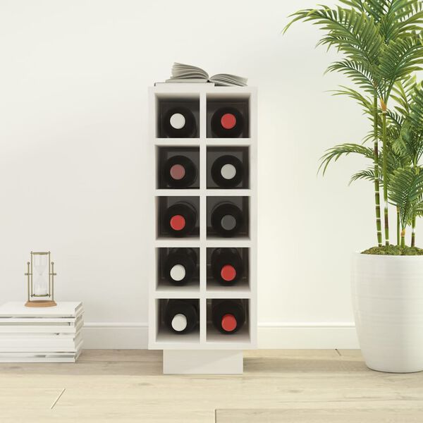 vidaXL Шкаф за вино, бял, 23x34x61 см, борово дърво масив