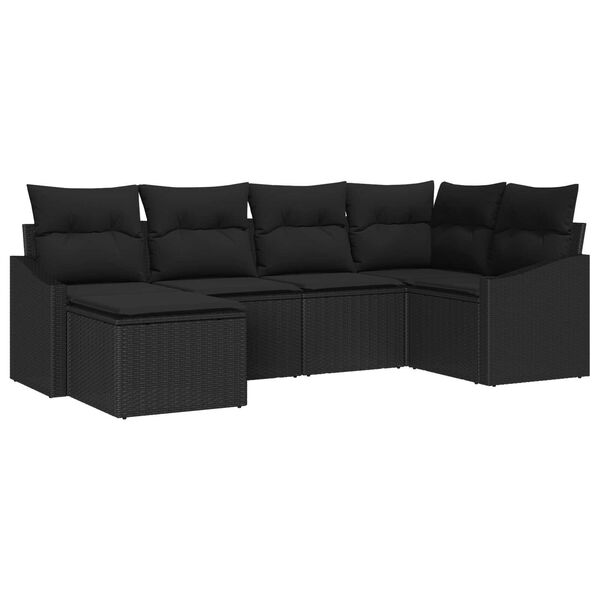 vidaXL Комплект за хранене в градината с възглавница 6 pcs Черно