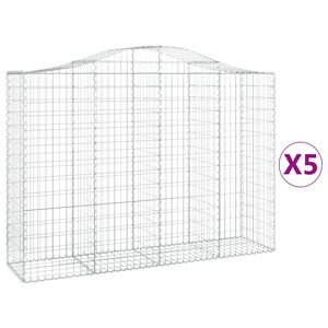 vidaXL Габионни кошници арка 5 бр 200x50x140/160 см поцинковано желязо