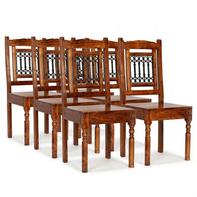 vidaXL Трапезни столове, 6 бр, масивно дърво с класически финиш шишам