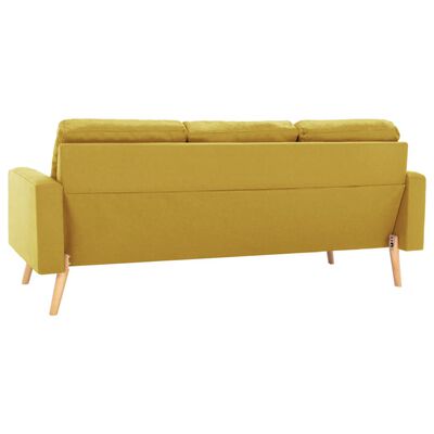vidaXL Комплект дивани, 3 части, текстил, жълт