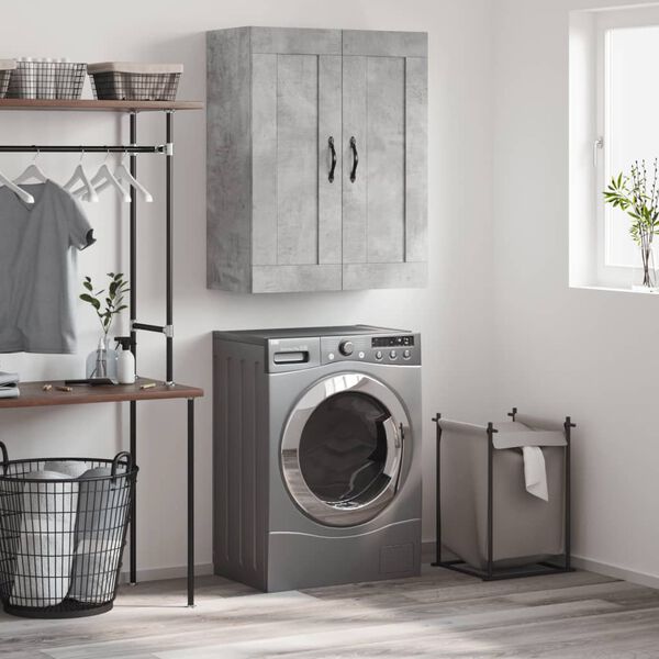 vidaXL Стенен шкаф бетонно сив 69,5x34x90 см инженерно дърво