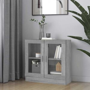 vidaXL Шкаф витрина, сив сонома, 82,5x30,5x80 см, инженерно дърво