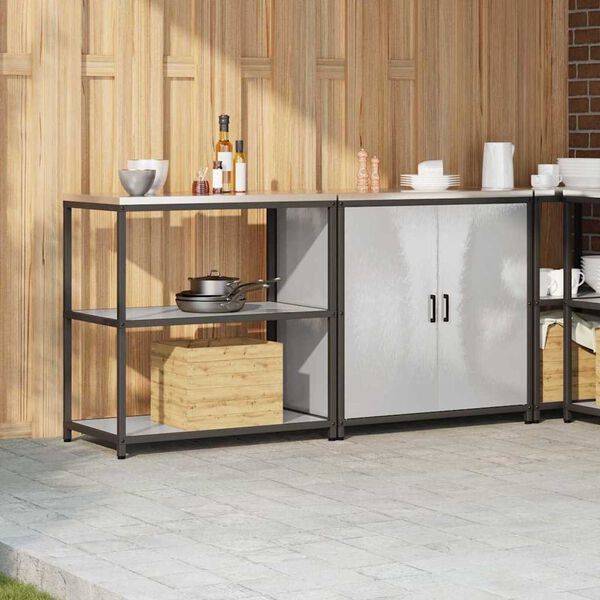 vidaXL Комплект за кухненско съхранение с рафт 2 pcs Сребрист Стомана