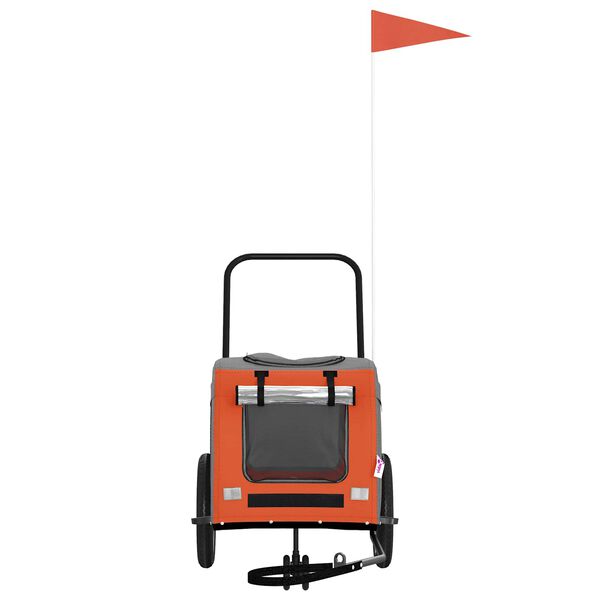 vidaXL Ремарке за велосипед за домашни любимци Оранжево и сиво