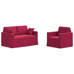 vidaXL Комплект дивани 2 pcs Виненочервен 138 x 78 x 80 см Кадифе