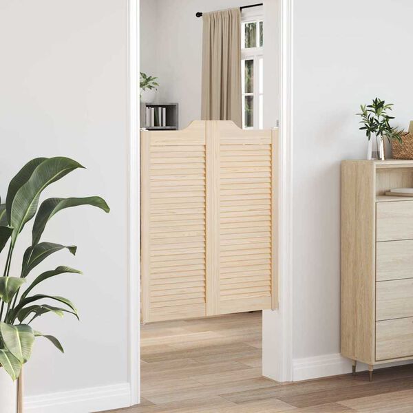 vidaXL Люлеещи се врати Louvred Design 1-Pair масивна дървесина бор