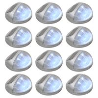 vidaXL Градински соларни стенни лампи, LED, 12 бр, кръгли, сребристи