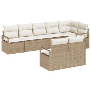 vidaXL Градински Софа Комплект 8 pcs Бежов и бял полиратан
