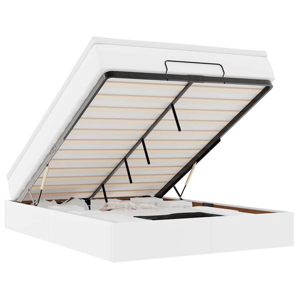 vidaXL Османска легло с матрак, бяло, 140x200 см, изкуствена кожа