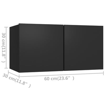 vidaXL Комплект ТВ шкафове от 5 части, черен, ПДЧ
