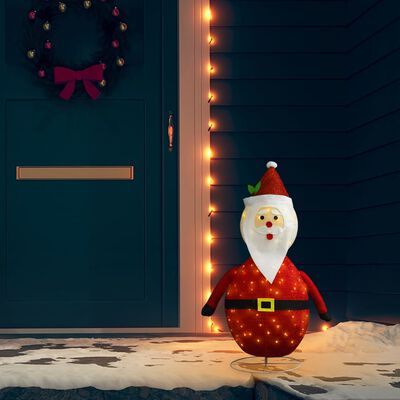 vidaXL Декоративна фигура на Дядо Коледа с LED, лукс, плат, 90 см