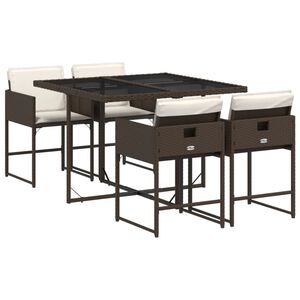 vidaXL Градински комплект с възглавници 5 части кафяв полиратан