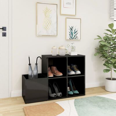 vidaXL Шкаф за обувки за антре, сив гланц, 105x35,5x70 см, ПДЧ
