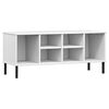 vidaXL Етажерка за обувки с метални крака бяла 106x35x45 см масив OSLO