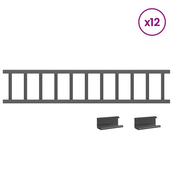 vidaXL Снегозадържател за покрив Антрацит 1200 x 2,5 x 20 см Стомана