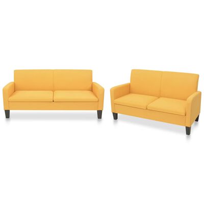 vidaXL Комплект дивани, 2 части, текстил, жълт