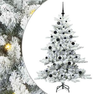 vidaXL Изкуствено коледно дърво с хингед Бяло 150 cm PVC и стомана