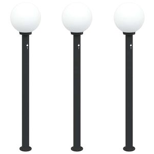 vidaXL Осветителни стълбове със сензор, 3 бр., 120 см, черни, IP44