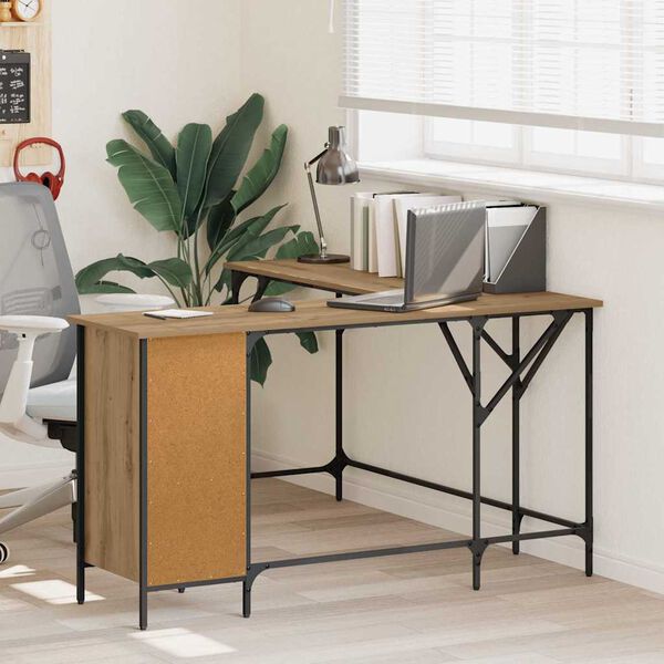 vidaXL Бюро Дъб 141 x 141 x 75 см Инженерно дърво