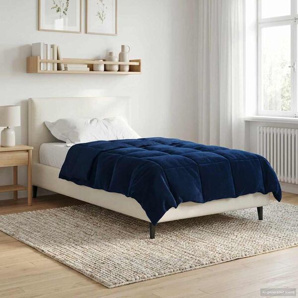 vidaXL Пълно годишно юрганче Тъмен син 155 x 220 cm Микрофибър