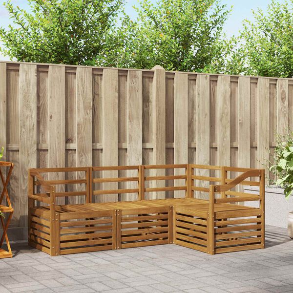 vidaXL Комплекти дивани 4 pcs Естествен Солидно акациево дърво