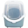 vidaXL Тава за котешка тоалетна с капак бяло и синьо 56x40x40 cm PP