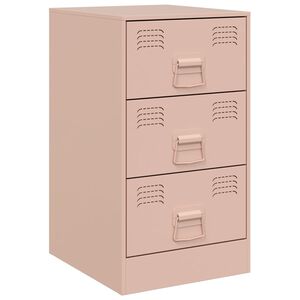 vidaXL Нощно шкафче, розово, 34,5x39x62 см, стомана
