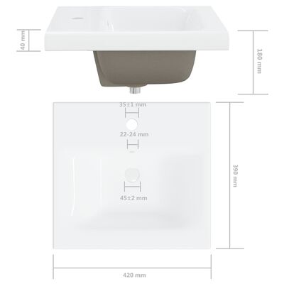 vidaXL Шкаф за баня с вградена мивка, сив, ПДЧ