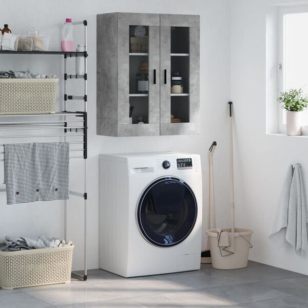 vidaXL Стенен шкаф бетонно сив 69,5x34x90 см