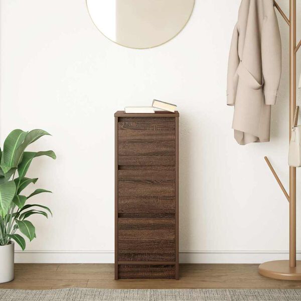 vidaXL Сайдборд, Кафяв дъб, 29,5x34x76 см, инженерно дърво