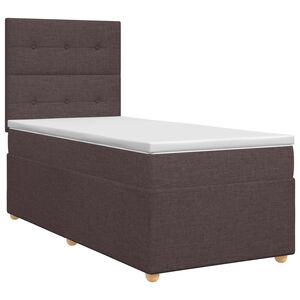 vidaXL Континентално легло с матрак Тъмен кафяв 90 x 190 cm Текстил