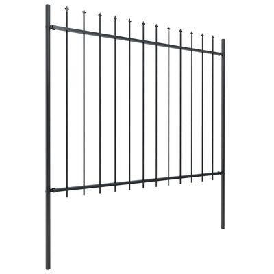 vidaXL Градинска ограда с пики, стомана, 1,7x1,5 м, черна