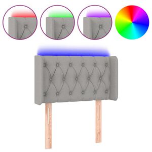 vidaXL LED горна табла за легло, светлосива,83x16x78/88 см, плат