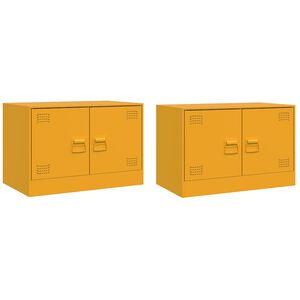 vidaXL ТВ шкафове, 2 бр, горчица жълто, 67x39x44 см, стомана