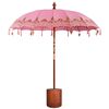 vidaXL Балийски чадър с основа Розов и Кафяв &Oslash; 210-220 cm