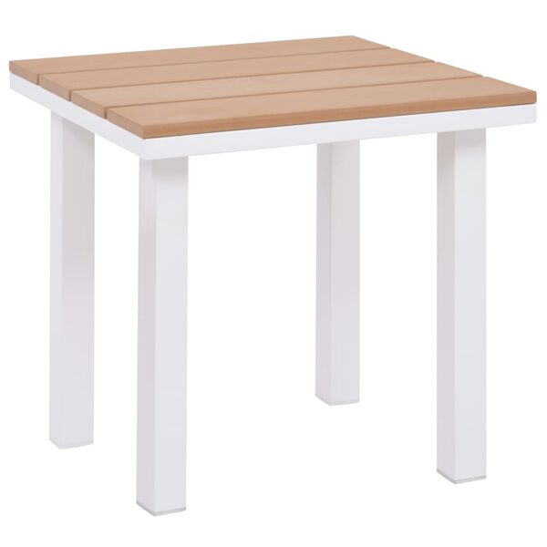 vidaXL Шезлонг с масичка, алуминий и WPC, кафяв