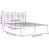 vidaXL Метална рамка за легло с горна табла, бяла, 140x190 см