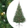 vidaXL Изкуствена коледна елха с подсветка Зелен 240 cm ПВЦ