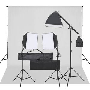 vidaXL Фотографски комплект за студио с комплект лампи и фон