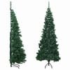 vidaXL Ъглова изкуствена коледна елха, зелена, 180 см, PVC